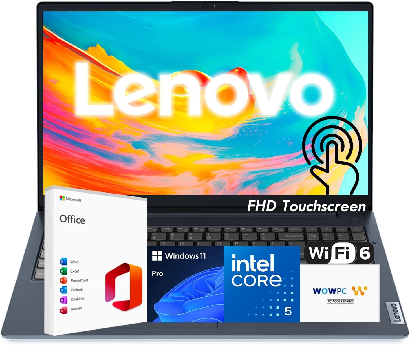 Lenovo IdeaPad Business Laptop  15.6" FHD Touchscreen Display  Intel 13th 10-Core i5 CPU (Up to 4.6 GHz)  16GB RAM  1TB SSD  Copilot AI Ready  Wi-Fi 6  Windows 11 Pro with Microsoft Office  WOWPC USB