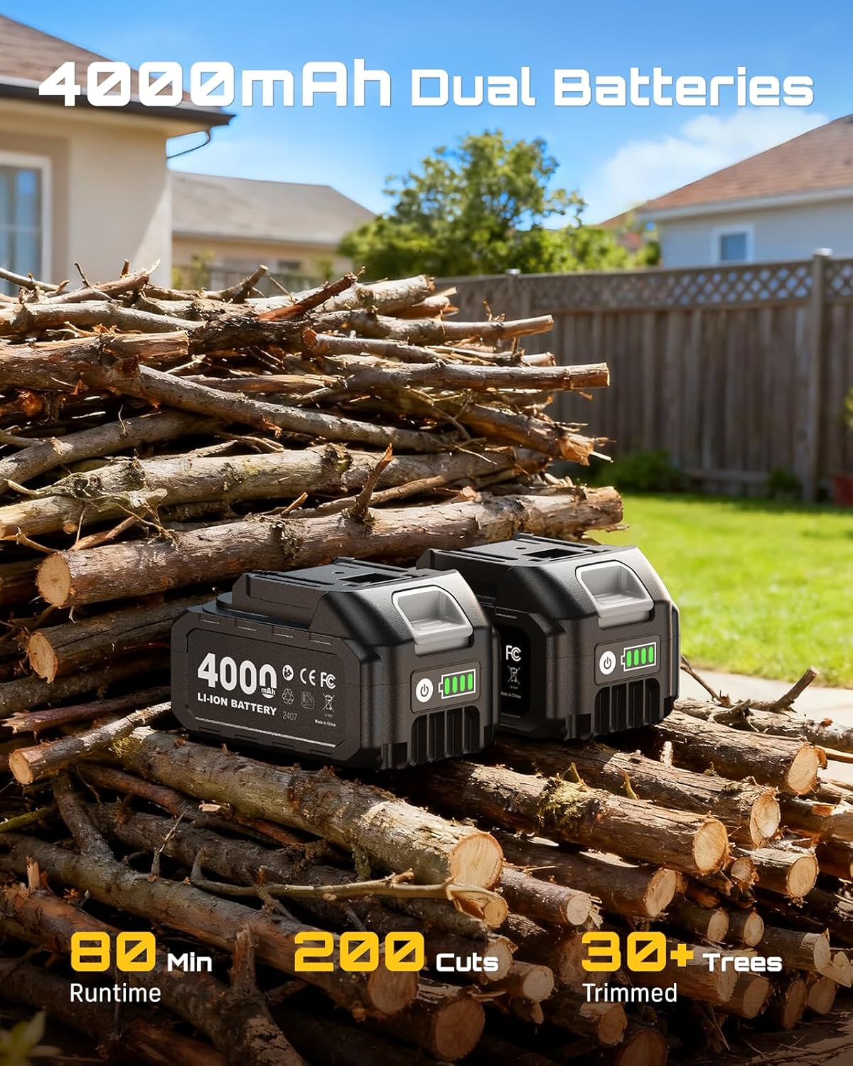 SEESII 2-in-1 Electric Pole Saws: Brushless Mini Chainsaw Cordless 6 Inch  2 x 4000mAh Batteries  Pole Saw for Tree Trimming Hand held Chain Saw with Extension Pole for Tree Limb Branch Cutter P6 Ace