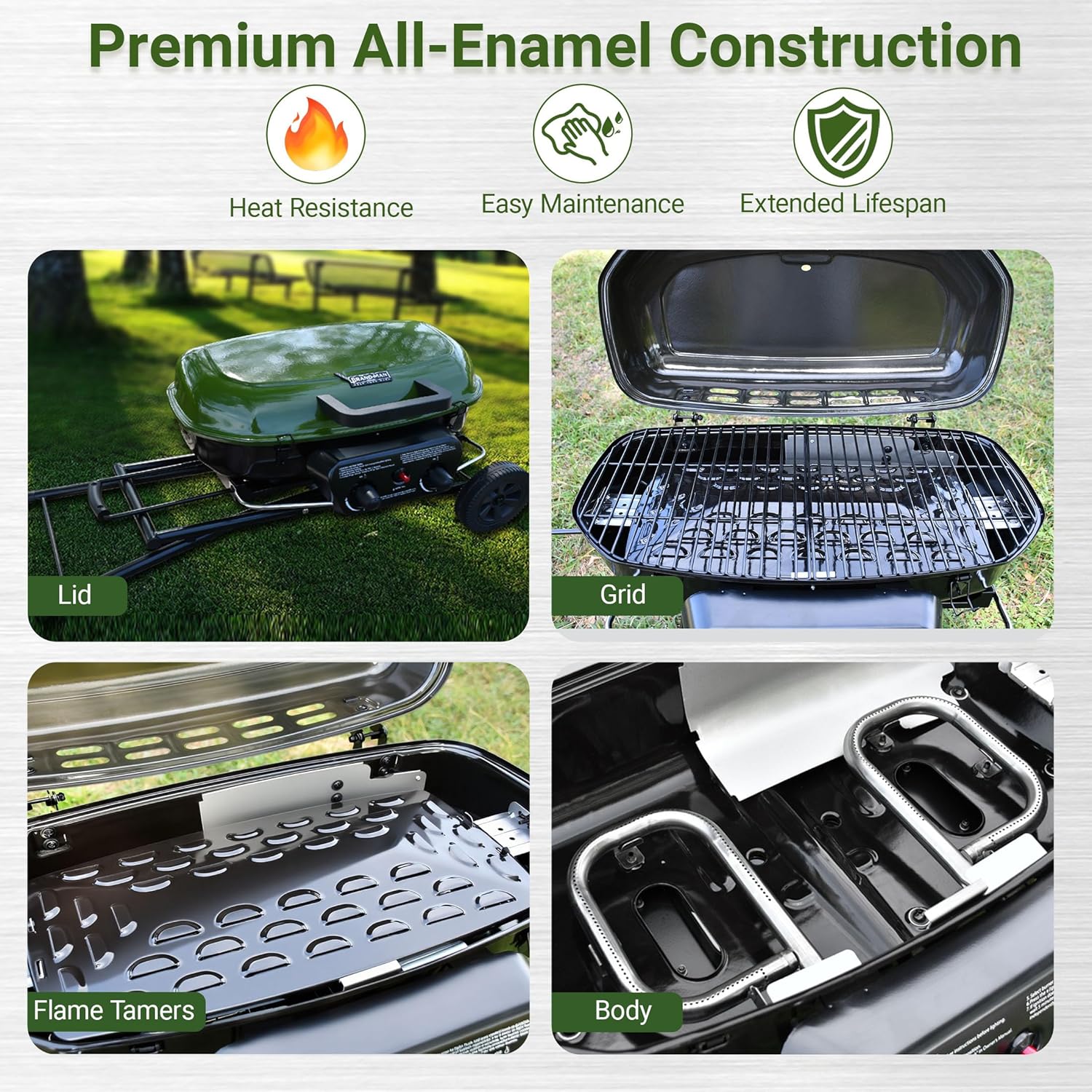 Brand-Man Propane Gas Grill  Portable Standup Grill with Folding Cart & Push-Button Ignition  Ideal for Camping  Tailgating  BBQ  Backyard  Patio & More
