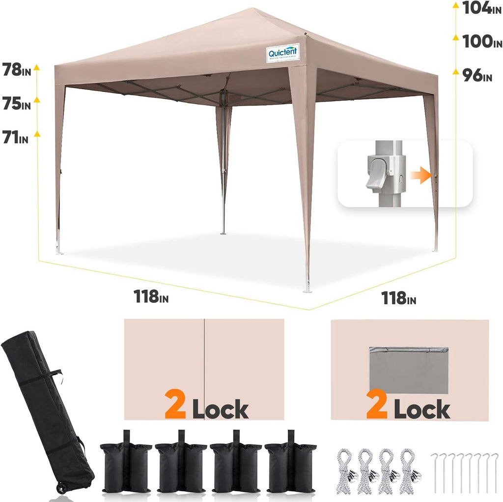 Quictent Privacy 10x10 Pop up Canopy Tent with Sidewalls and Roll-up Ventilated Windows  One Person Easy Setup  Outdoor Commercial Gazebo Shelter Enclosed Waterproof  Bonus 4 Sandbags