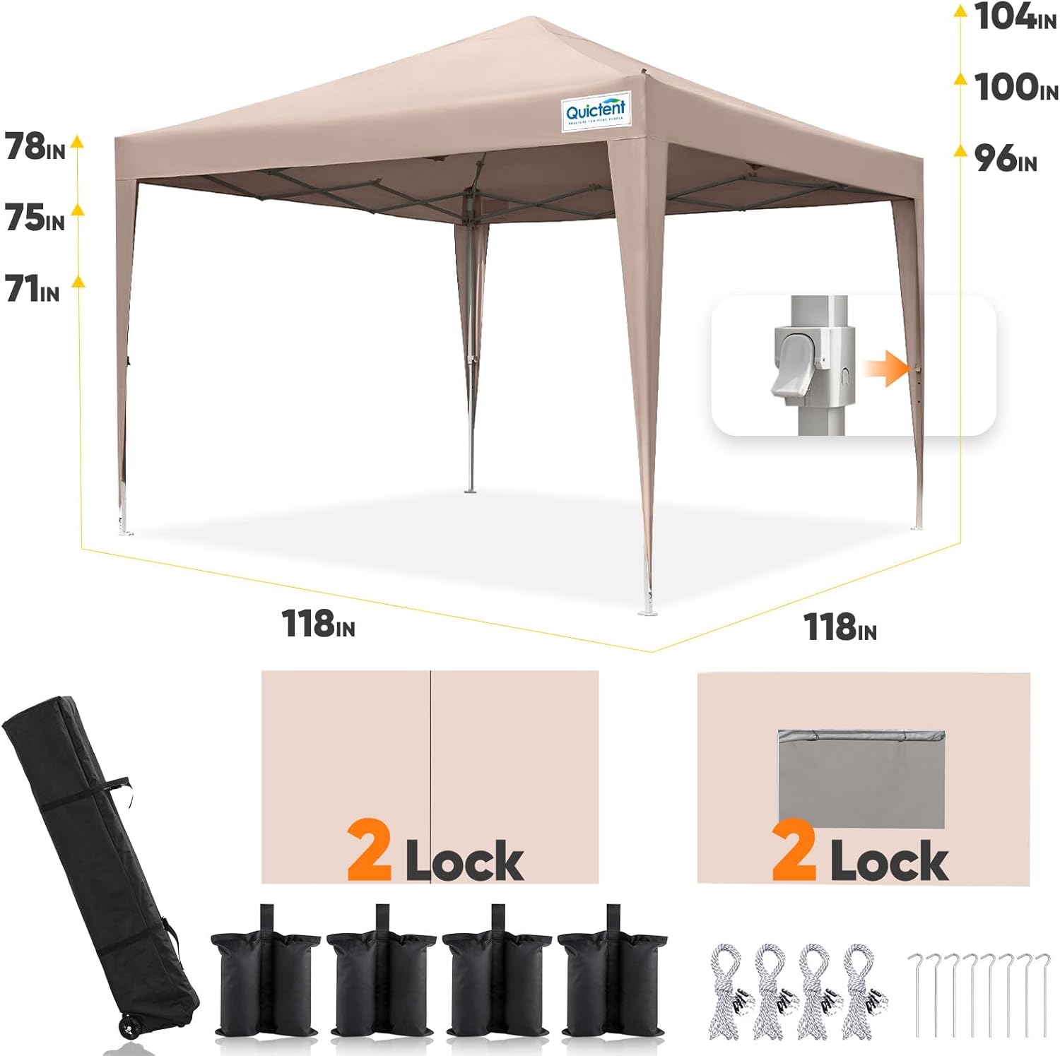 Quictent Privacy 10x10 Pop up Canopy Tent with Sidewalls and Roll-up Ventilated Windows  One Person Easy Setup  Outdoor Commercial Gazebo Shelter Enclosed Waterproof  Bonus 4 Sandbags