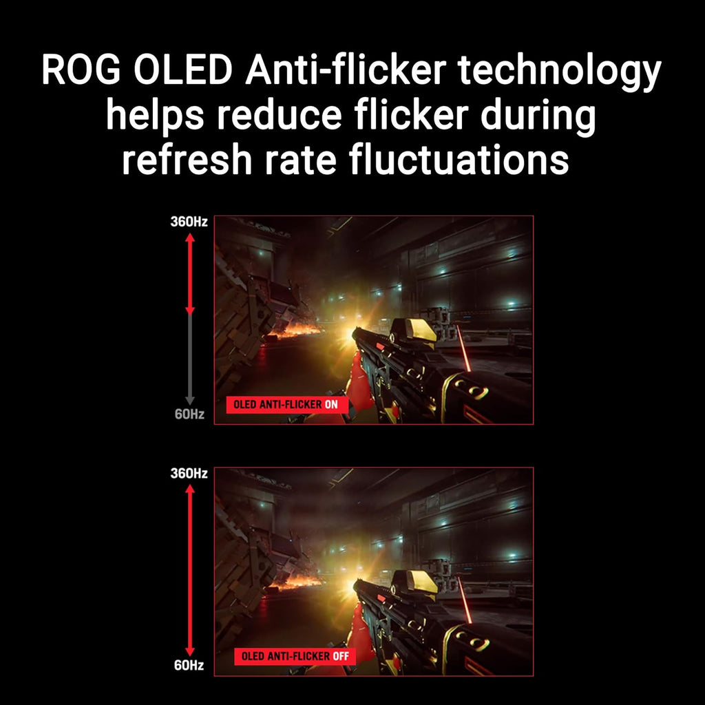 ASUS ROG Strix 26.5” 1440P QD-OLED Gaming Monitor (XG27ACDNG) -QHD (2560x1440)  360Hz  0.03ms  Custom Heatsink  OLED Care+  G-SYNC Compatible  99% DCI-P3  DisplayWidget  AI Gaming  3yr Warranty
