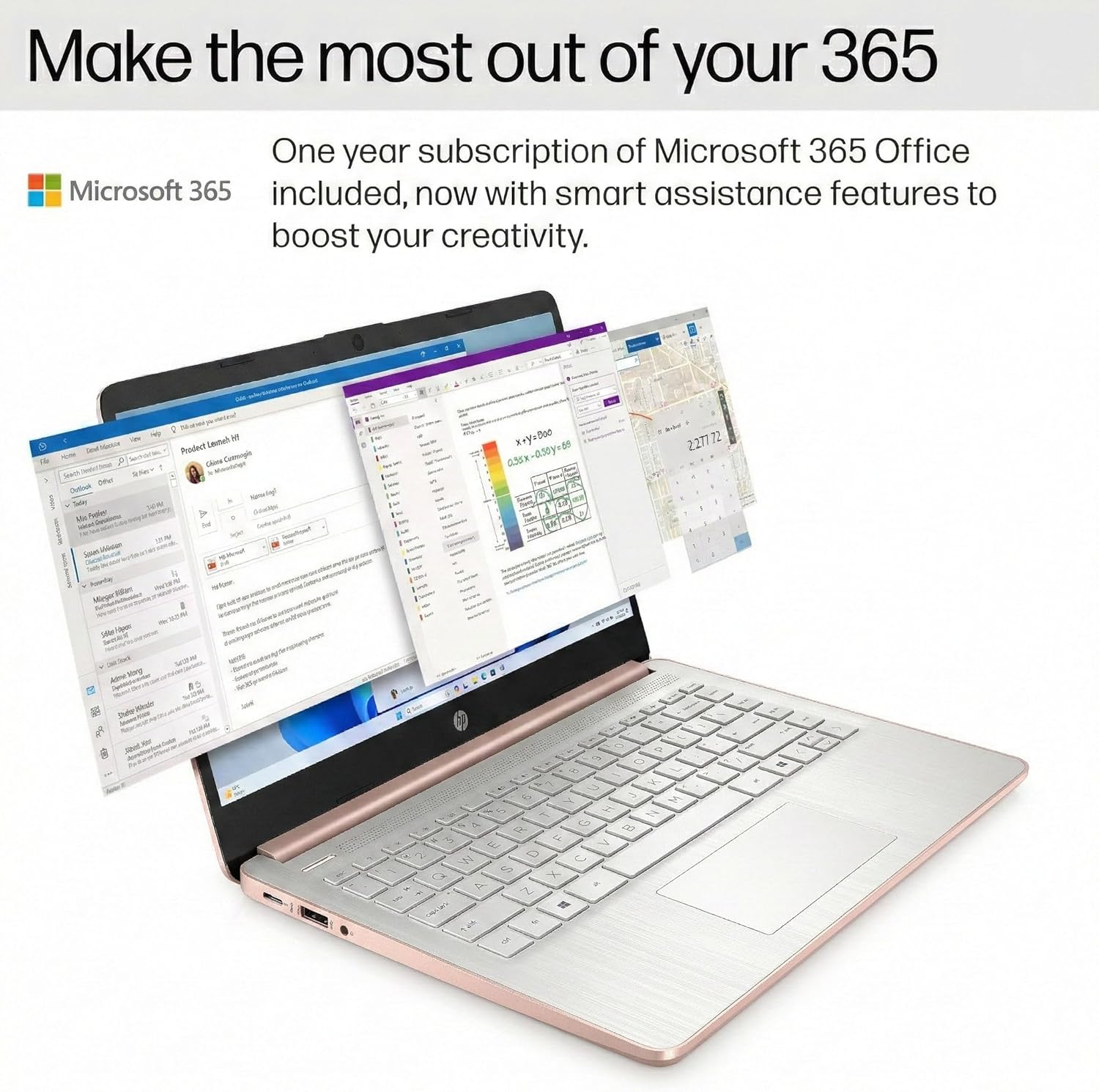 HP Latest Ultrabook Laptop with Copilot AI - 1.2TB Storage - 4GB RAM - Intel Core | Microsoft Office 365 Included  192GB SSD + 1TB Cloud Storage  Webcam  Windows 11 no Mouse | Essential Laptop
