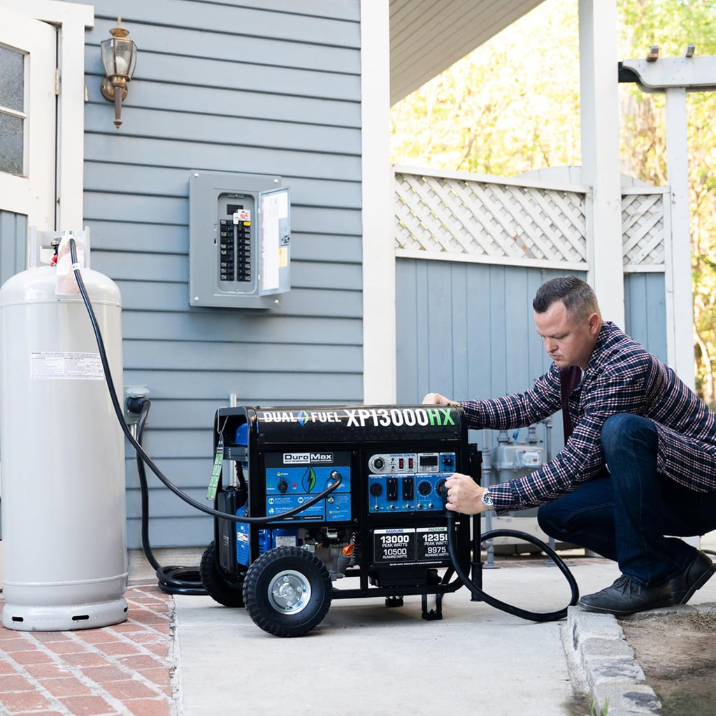 DuroMax XP13000HX 13 000-Watt Dual Fuel Portable Generator - Gas & Propane  Electric Start  Whole Home Power Backup  Transfer Switch Ready  RV & Emergency Ready