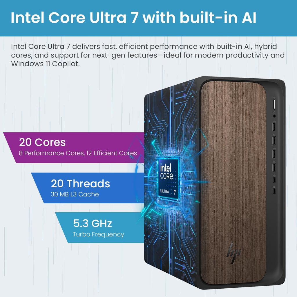 HP OmniDesk(Envy Next Brand) M03 Business Next Gen AI PC Desktop  Intel Core Ultra 7 265  32GB DDR5 RAM  2TB SSD  USB-C  Wired KB & Mouse  Windows 11 Home  Bundle with Adata UC310 64GB USB Flash Drive