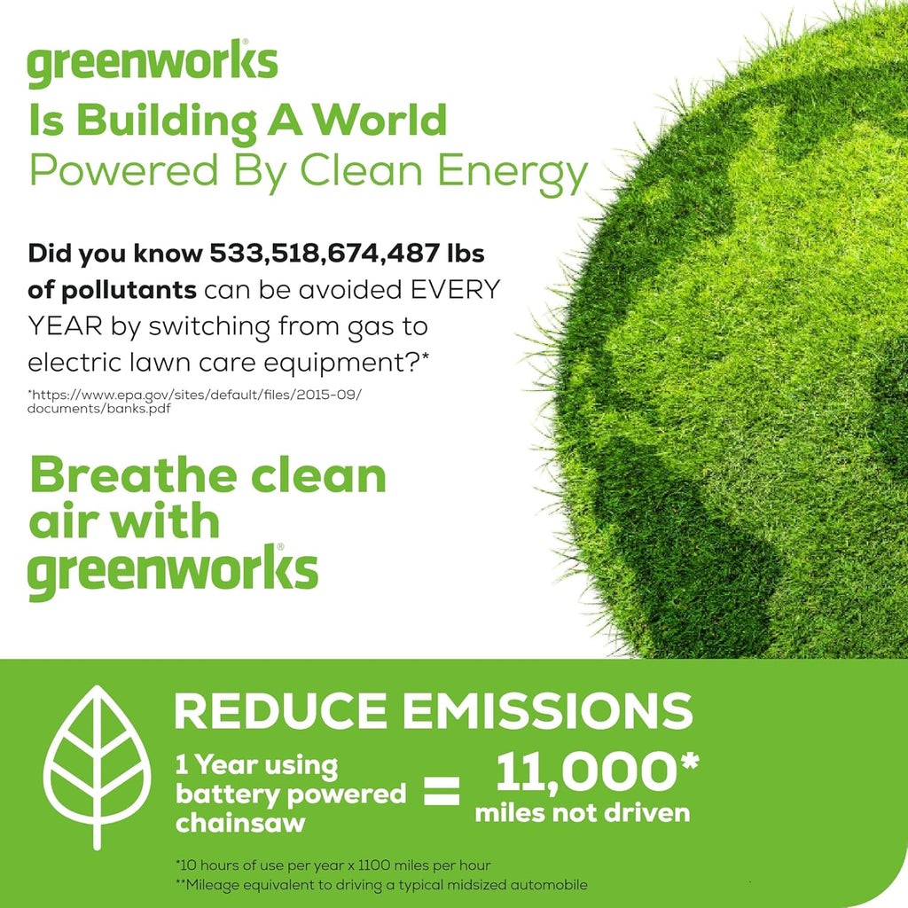 Greenworks 40V 16" Brushless Cordless Chainsaw  4.0Ah Battery and Charger Included