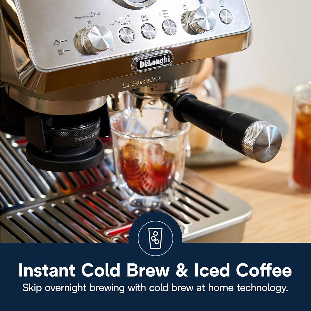 De'Longhi La Specialista Arte Evo Espresso Machine - Compact Cold Brew Coffee Maker with Grinder, Milk Steam Wand/Frother & Tamping Tools - Home Barista Kit for Lattes, Cappuccinos, Iced Coffee