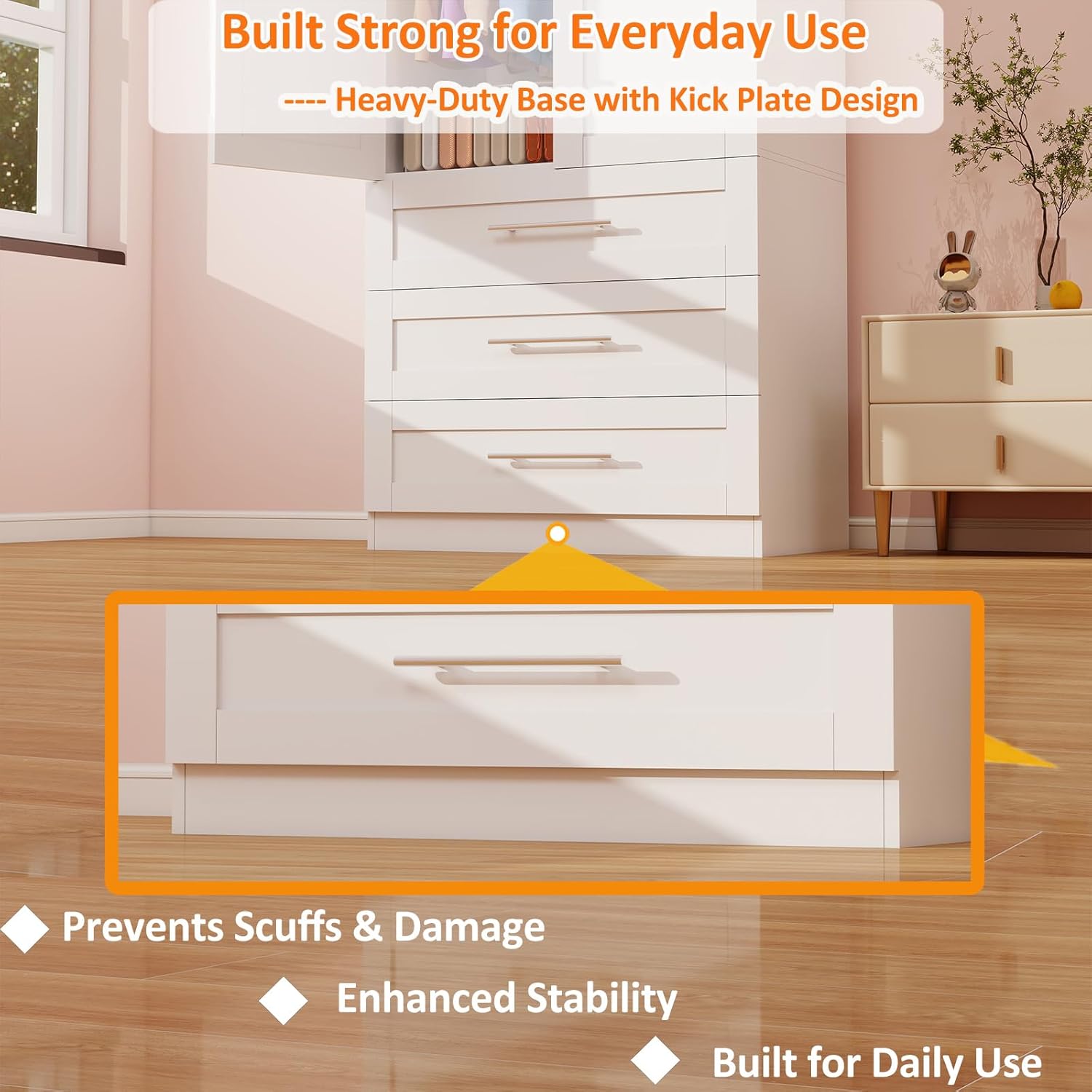 Armoire Wardrobe Closet with 6 Deep Drawers and Doors 71" Clothing Storage Cabinet with Hanging Rod Wooden Wardrobe Cabinet for Bedroom, Large Capacity Storage White, 2 Sets