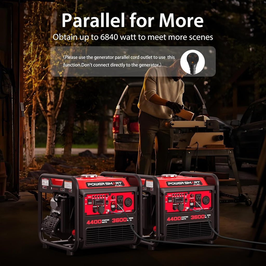PowerSmart 4400-Watt Portable Inverter Generator  Gas Powered  CO-Sensor  Lightweight & Quiet for Home Use and Emergency Backup  Camping  EPA Compliant