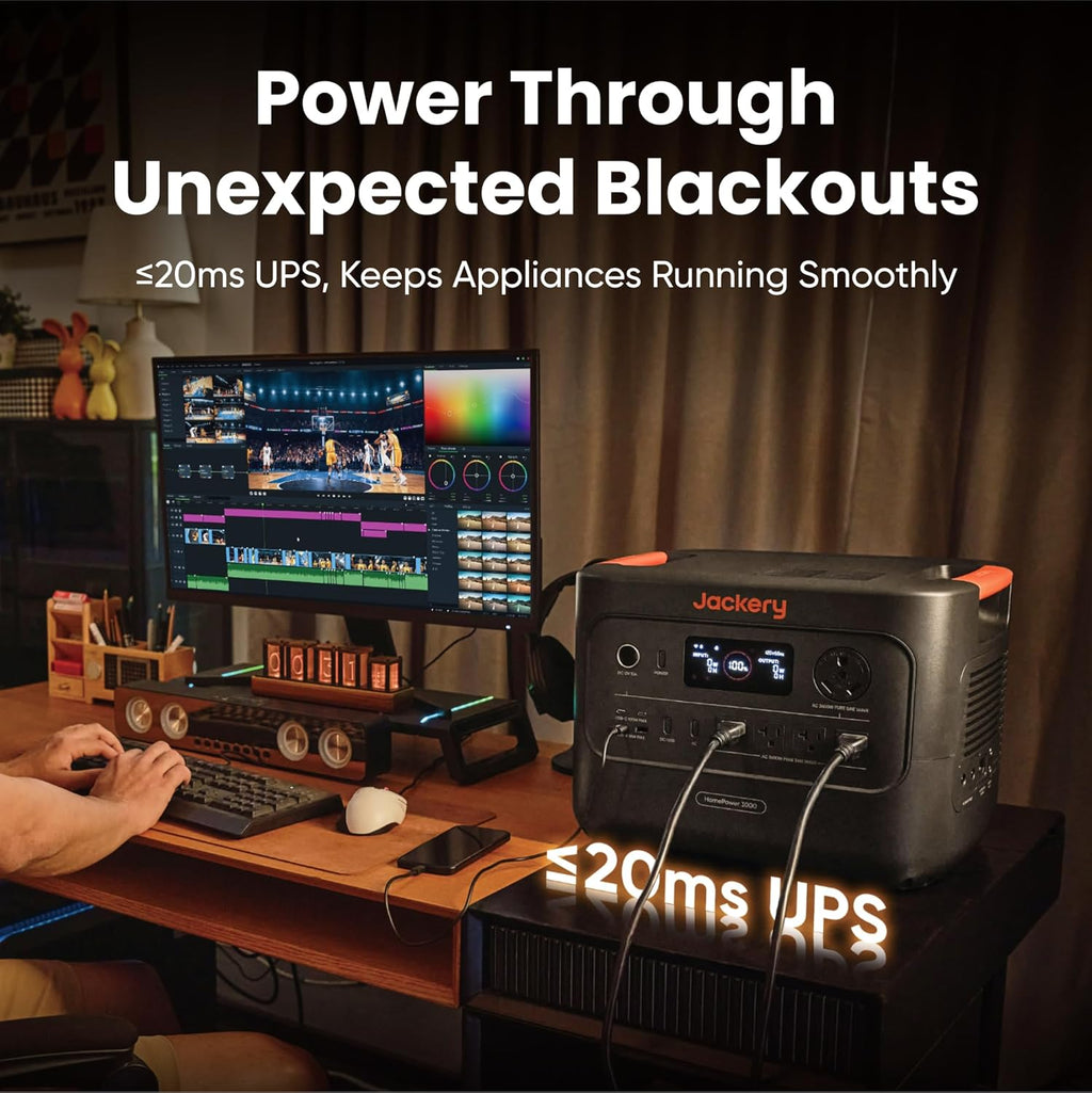 Jackery HomePower 3000 Portable Station with 2X 200W Panels  3600W (7200W Surge)  3072Wh LFP Battery  USB-A/C  Home Backup  RV & Emergencies  Grey