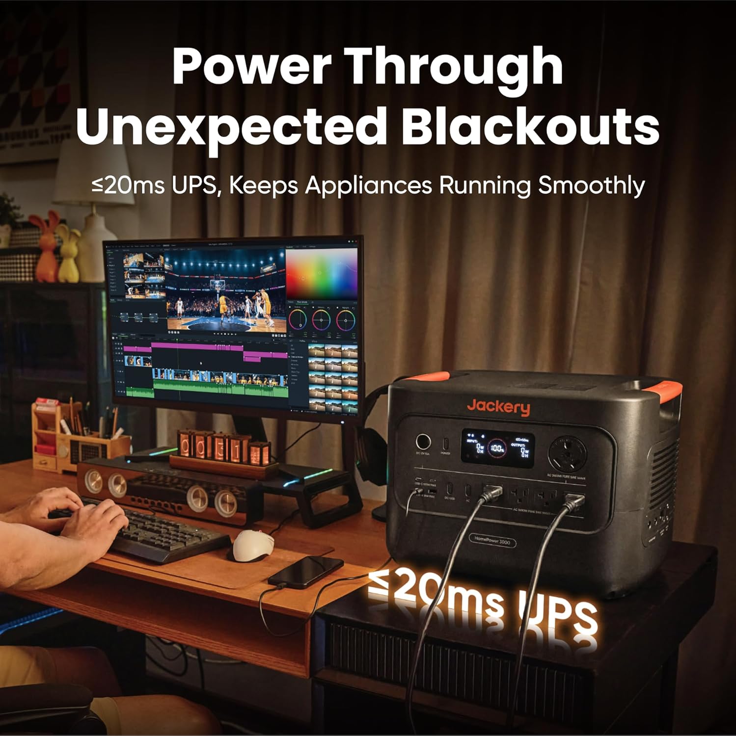 Jackery HomePower 3000 Portable Station with 2X 200W Panels  3600W (7200W Surge)  3072Wh LFP Battery  USB-A/C  Home Backup  RV & Emergencies  Grey
