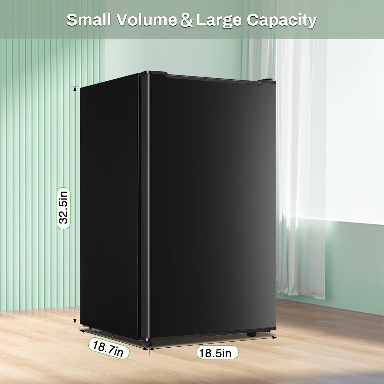 Maine Mini Upright freezer, 3.6 Cubic Feet, Single Door Compact Freezer with Reversible Stainless Steel Door, 3-Speed Temperature Adjustment Small freezer for Home/Dorms