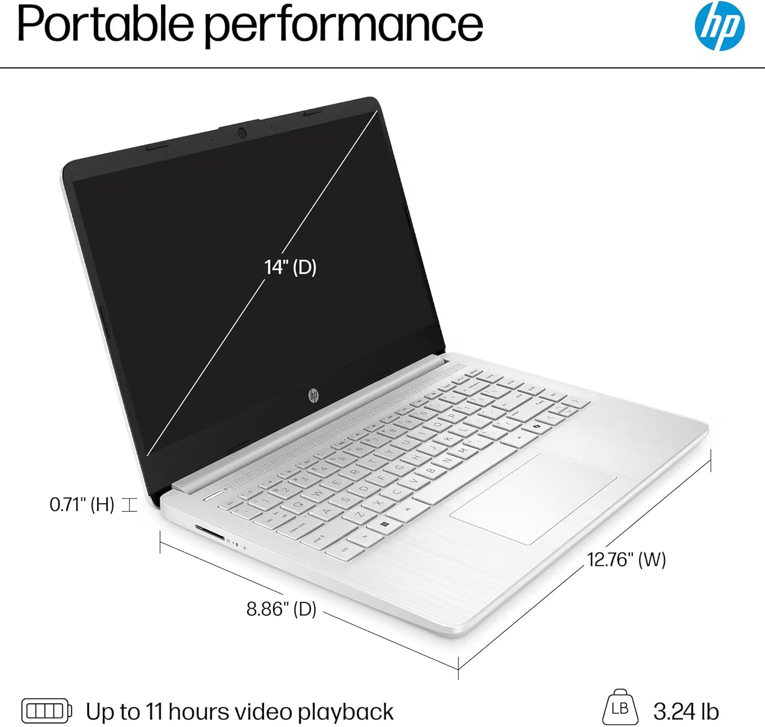 HP 14" Laptop 2025 Business Student Slim Computer  Lifetime MS Office  Copilot AI  Quad-Core Intel CPU  16GB RAM  628GB Storage (128GB UFS+500GB Ext)  MarxsolAccessory  Wi-Fi 6  Win 11 Pro  Silver