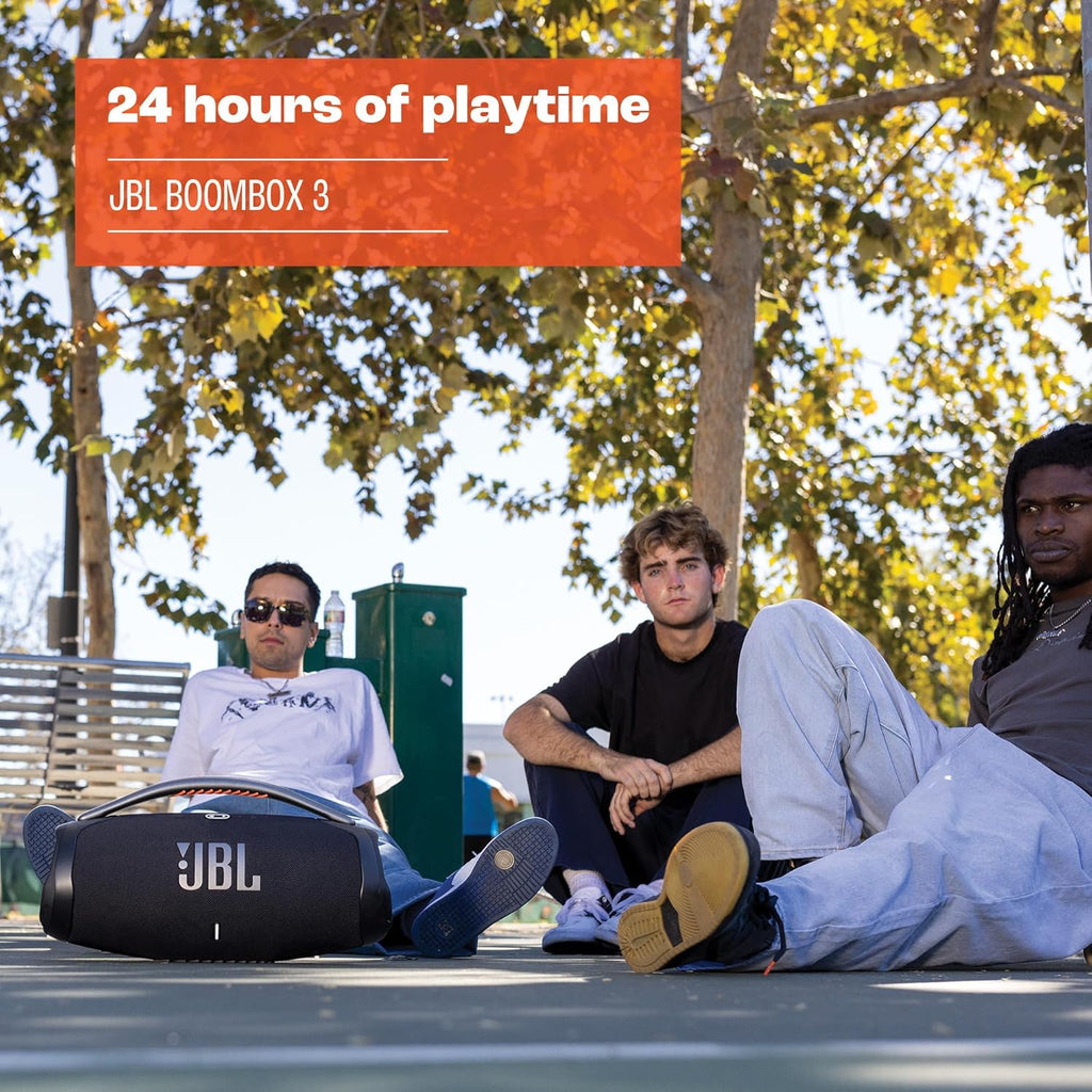 JBL Boombox 3 Black Portable Bluetooth Speaker with Massive Sound  Deepest Bass  IPX7 Waterproof  24H Playtime  PartyBoost