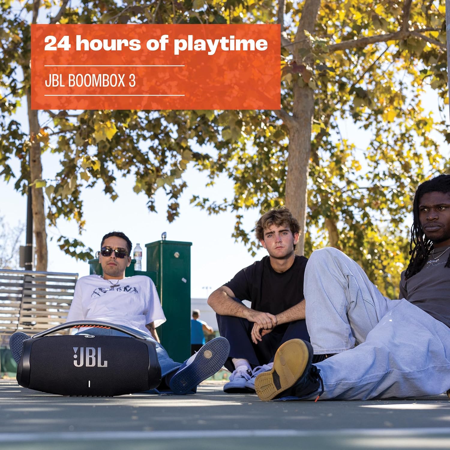 JBL Boombox 3 Black Portable Bluetooth Speaker with Massive Sound  Deepest Bass  IPX7 Waterproof  24H Playtime  PartyBoost