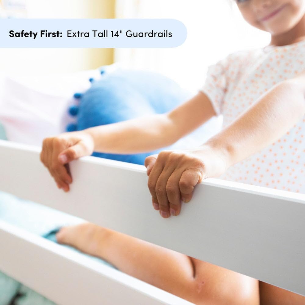 Max & Lily Bunk Bed Twin Over Full Size with Ladder, Solid Wood Platform Bed Frame with Ladder for Kids, 14" Safety Guardrails, Easy Assembly, No Box Spring Needed, Pecan