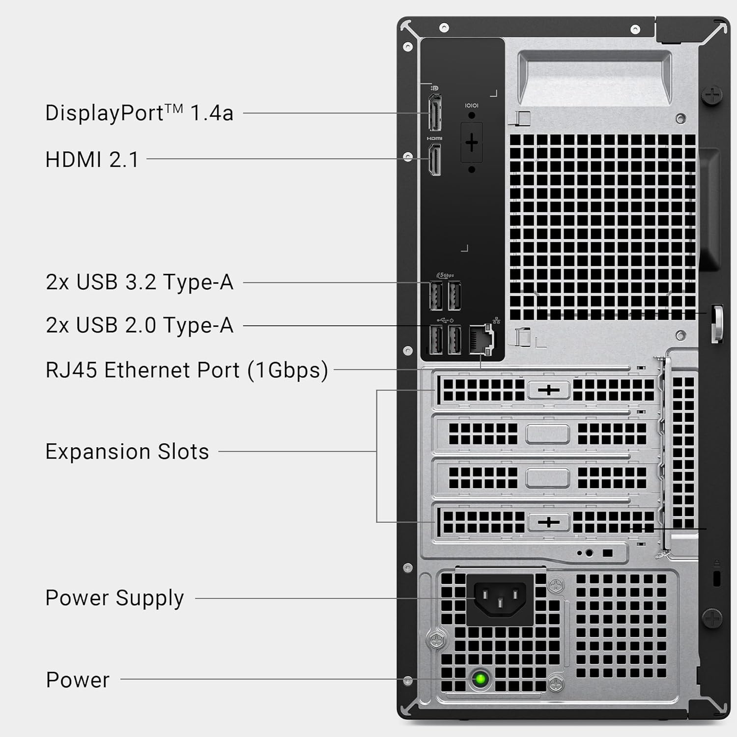 Dell Tower Desktop ECT1250 - Intel Core Ultra 7-265 Processor  UHD Graphics  16GB Memory  1TB M.2 SSD  3.0 SD Card Reader  Wired Keyboard and Mouse  Windows 11 Home  Basic Onsite Service