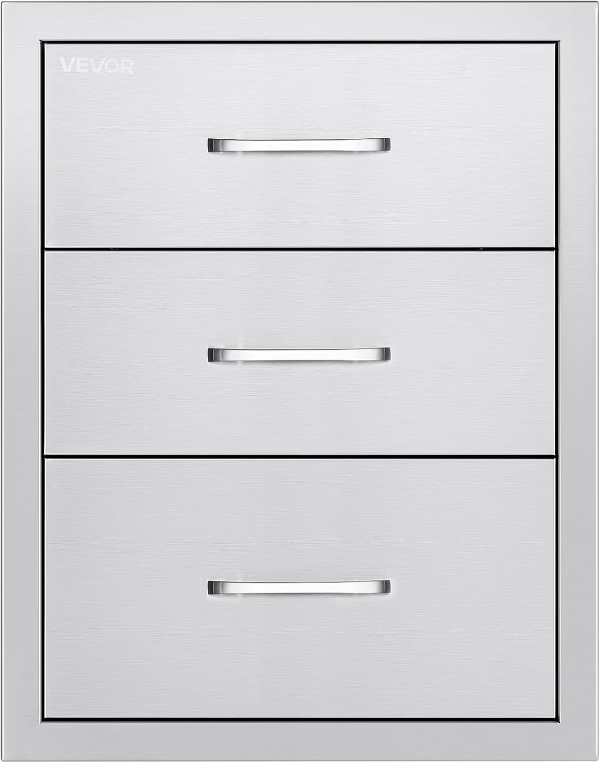 VEVOR Outdoor Kitchen Drawers 18.11" W x 23.23" D x 23.23" H  Triple-Access Stainless Steel Modular Drawer Cabinet with Handles  BBQ Island Drawer for Outdoor Kitchen or BBQ Island Patio Grill Station