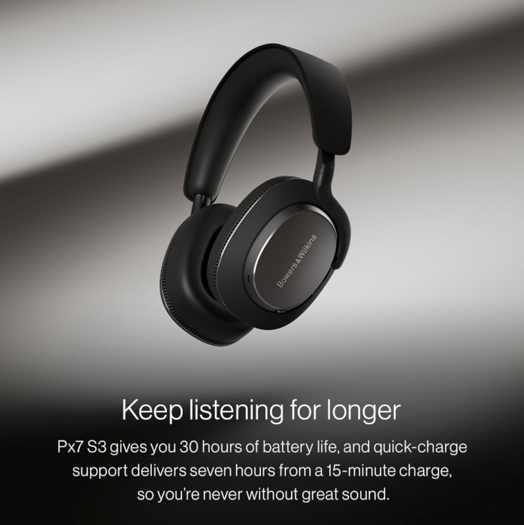 Bowers & Wilkins Px7 S3 Wireless Headphones Over Ear Noise Cancelling  Active Noise Cancelling & Transparency Mode  Hi-Res Sound  Bluetooth  30-Hr Playtime  Quick Charge  Anthracite Black