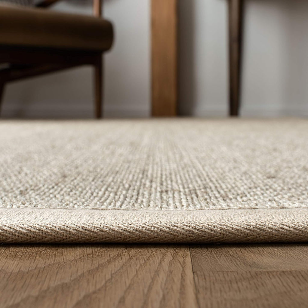 SAFAVIEH Area Rug 8x10 - Natural Fiber Collection - Large - Marble & Beige, Sisal, Woven Design with Border (NF143C)