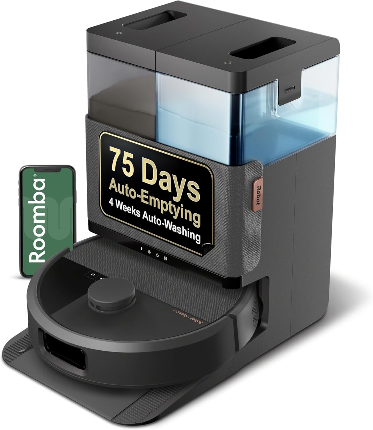 iRobot Roomba Plus 505 Combo Robot Vacuum & Mop with AutoWash Dock - Extending Spinning Mop Pads, Self-Empties, Pad Wash & Heated Drying, Self-cleaning, Recognizes & Avoids Obstacles, LiDAR Navigation