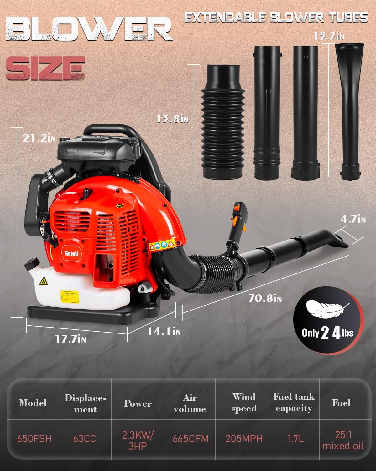 Professional Gas Powered Backpack Leaf Blower – 2-Stroke High-Performance 63CC/665 CFM Blower System with Comfort Design for Complete Property Maintenance (GB657 PRO)