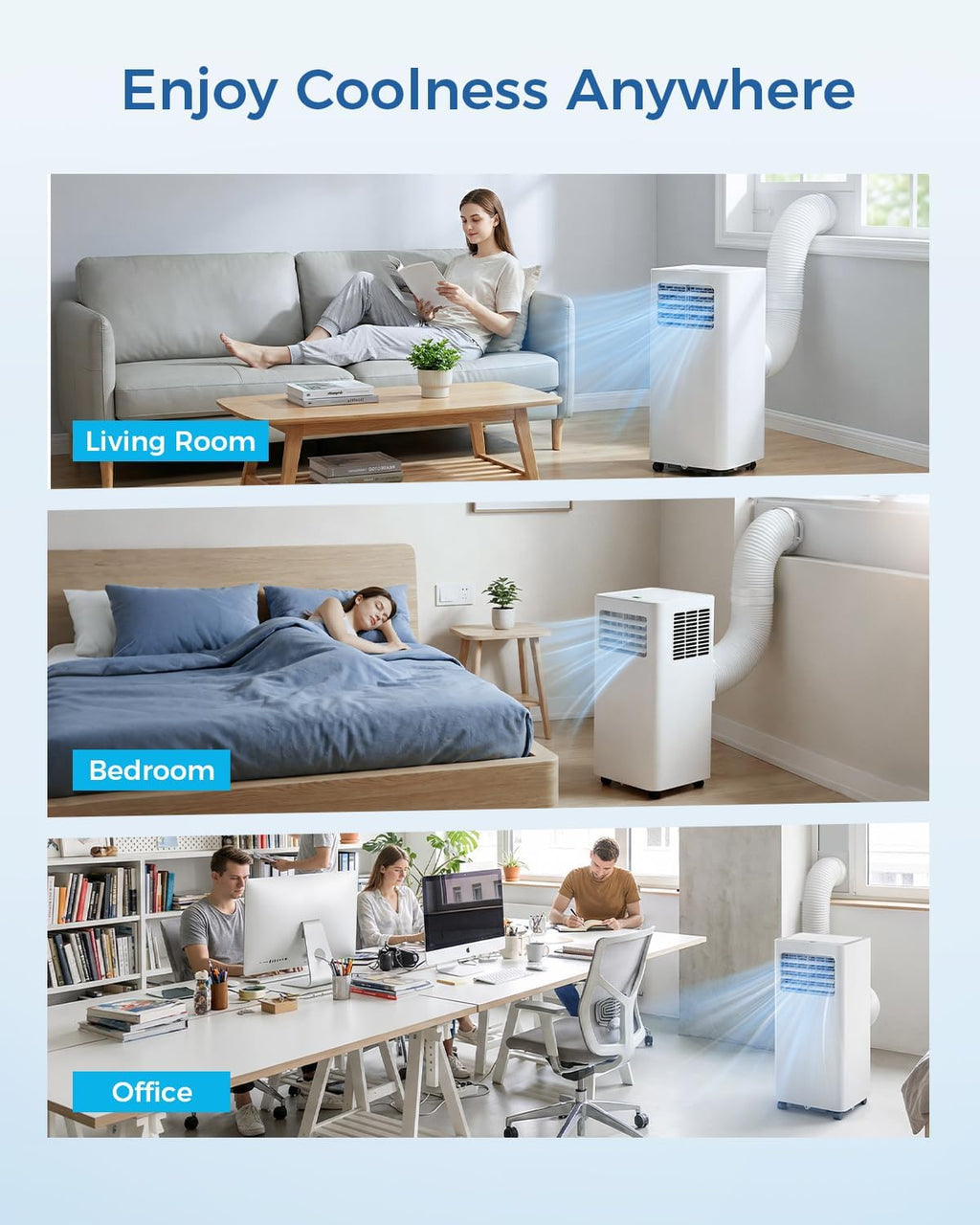 10,000 BTU Portable Air Conditioners - Cools 450 Sq.Ft, 3-in-1 Portable AC with Remote Control/Sleep Mode/24H Timer, AC Unit for Bedroom, Dorms, Apartment, Window Kit Included