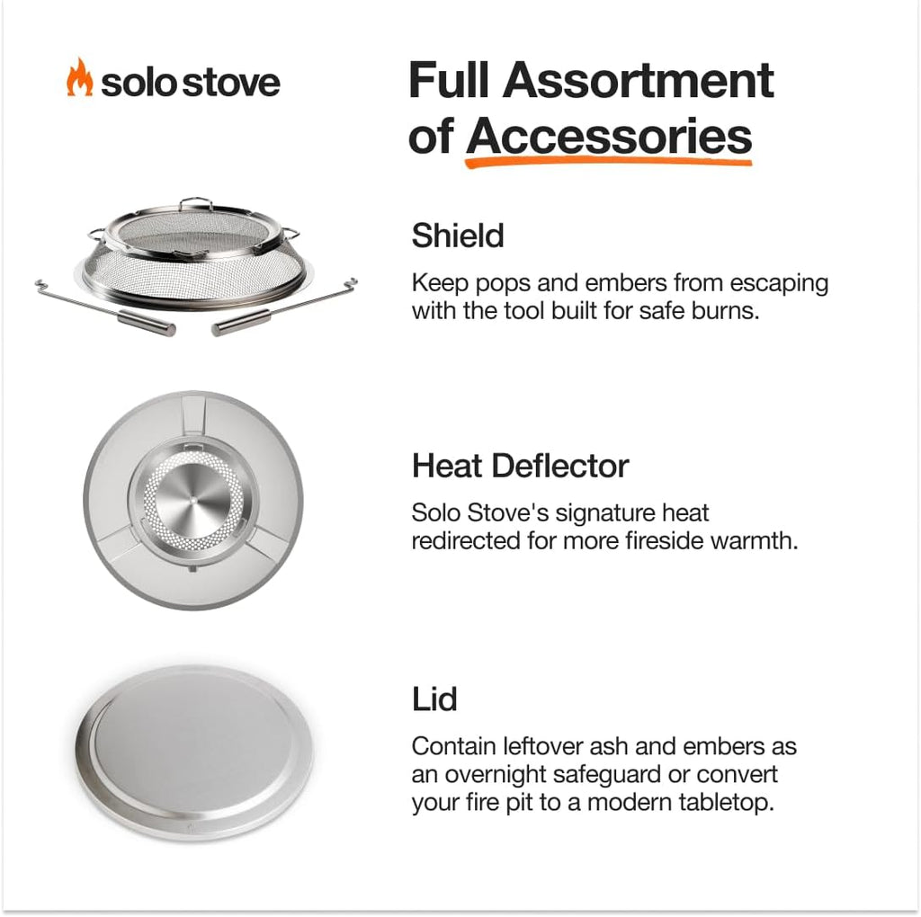 Solo Stove Yukon 27 Inch Smokeless Fire Pit with Removable Ash Pan - Wood Burning Portable Stainless Steel Outdoor Fireplace  Stainless Steel  Ideal for 6 or More People  38 lbs