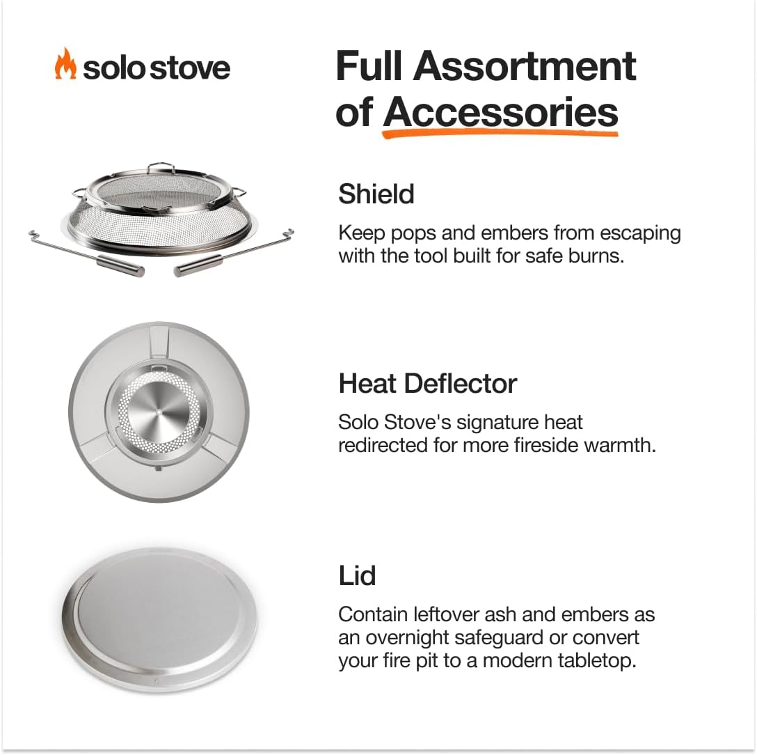 Solo Stove Yukon 27 Inch Smokeless Fire Pit with Removable Ash Pan - Wood Burning Portable Stainless Steel Outdoor Fireplace  Stainless Steel  Ideal for 6 or More People  38 lbs