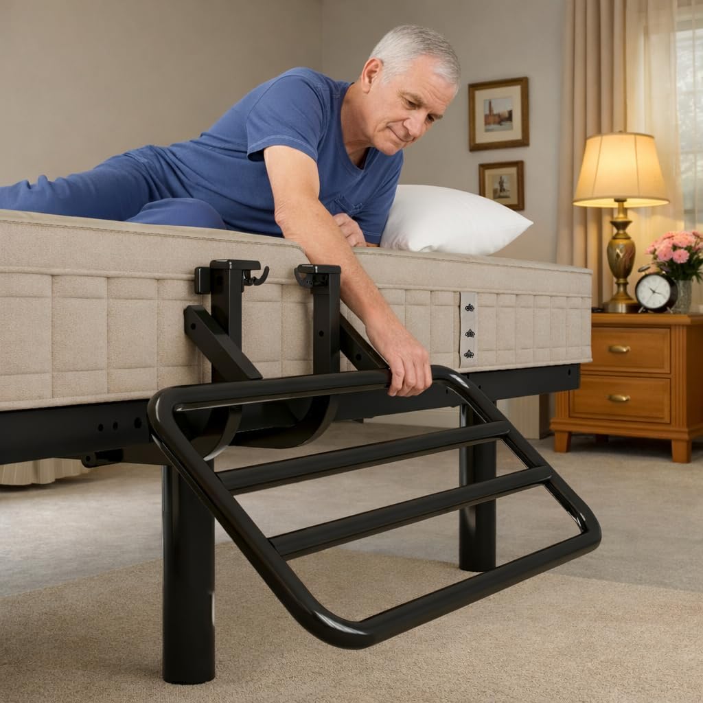 Adjustable Twin XL Bed Frame with One Side Rail, Electric Ergonomic Base for Comfort & Safety – Ideal for Seniors, Home Care & Hospital Use