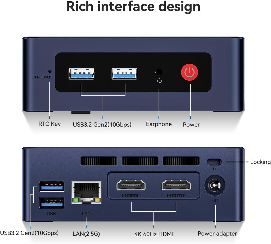 Beelink Mini PC  Mini S12 Intel 12th Gen 4-Core N95(up to 3.4GHz)  Mini Computer 16GB DDR4 RAM 500GB SSD  Desktop PC Dual HDMI 4K UHD/2.5GBps/Dual WiFi5/BT4.2/HTPC/W11 Home