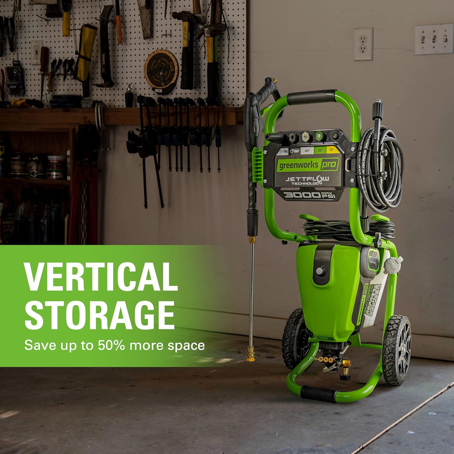 Greenworks Pro Brushless 3000 PSI (CSA Certified) 2.0 GPM Max / 1.1 GPM Electric Pressure Washer (Rugged Steel Frame  25 FT Hose  35 FT GFCI Power Cord)
