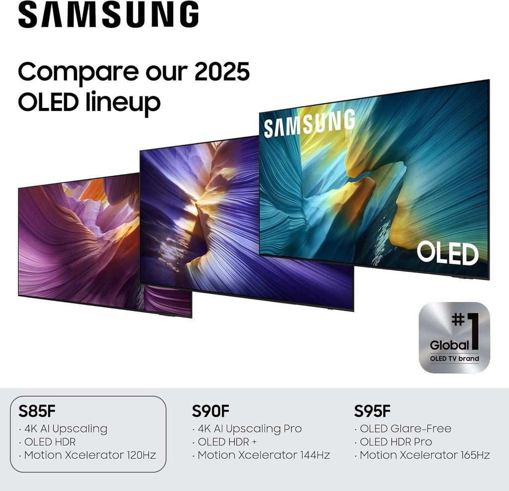 Samsung 65-Inch Class OLED 4K S85F Series  Vision AI Smart TV (2025 Model  65S85F) Object Tracking Sound Lite w/Dolby Atmos  NQ4 AI Gen2 Processor  Contour Design  Color Booster Pro  Alexa Built-in