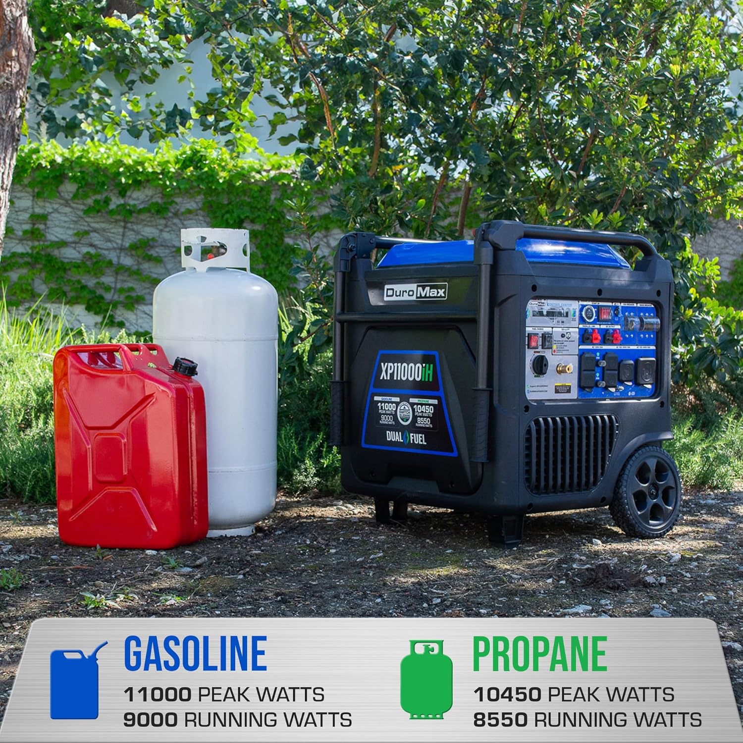 DuroMax XP11000iH 11 000-Watt Dual Fuel Portable Digital Inverter Generator - Gas & Propane  Remote Electric Start  Transfer Switch Ready  RV & Emergency Ready