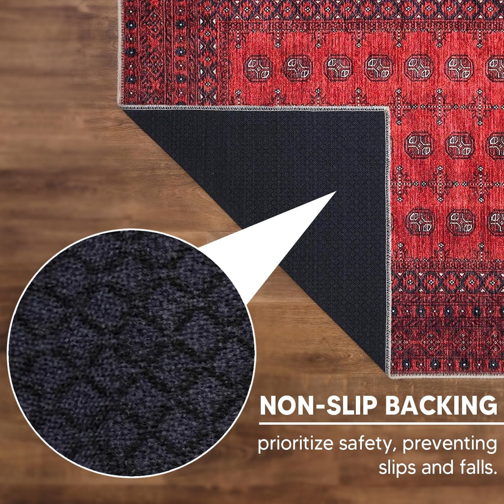 Keen Home Design 10x14 Rug - Machine Washable Area Rug with Non-Slip Backing, Ideal for Living Room, Dining Room, Bedroom - Vintage, Easy Clean, Durable, Low Pile Rug - (9'7" x 14')