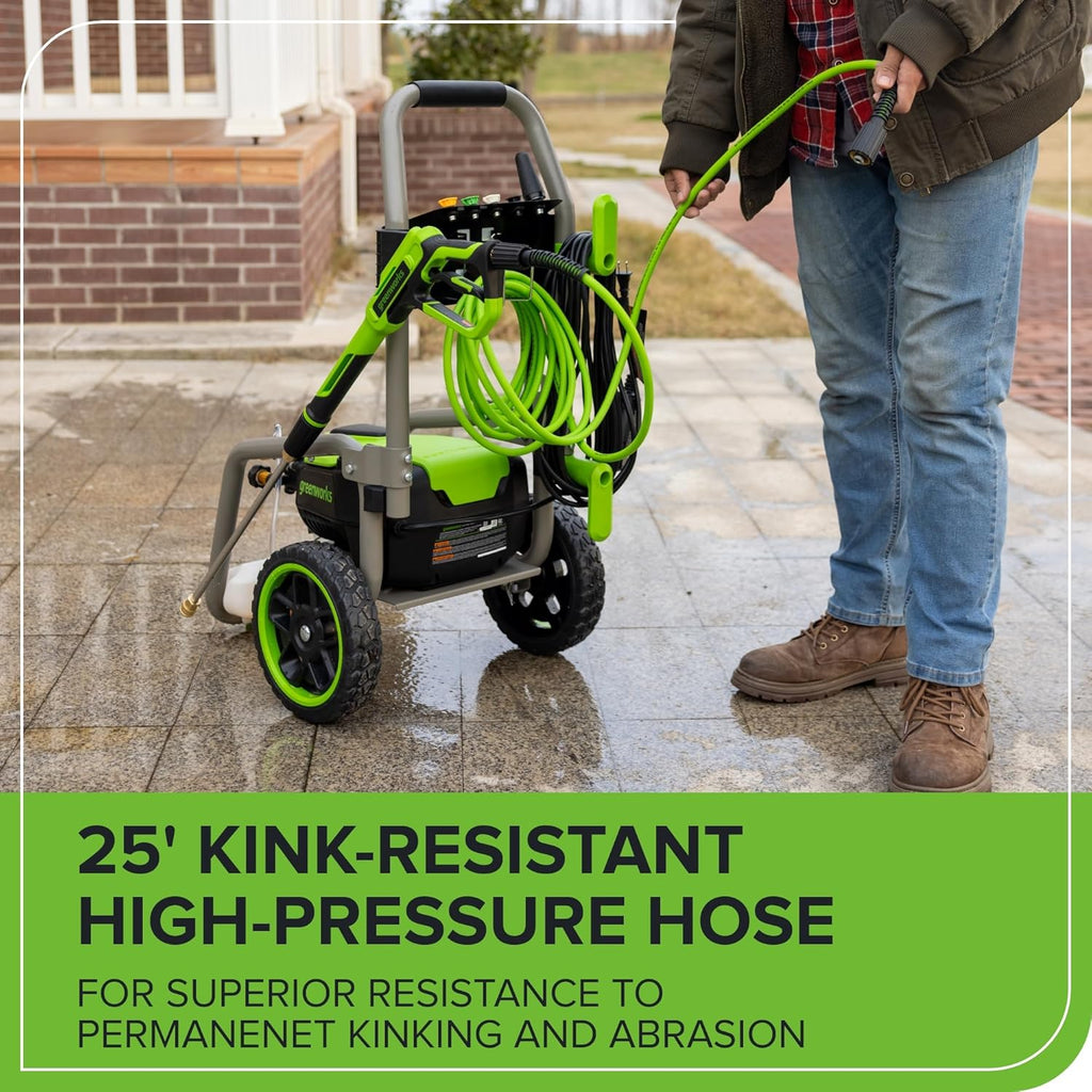 Greenworks Pro Brushless 3000 PSI (CSA Certified) 2.0 GPM Max / 1.1 GPM Electric Pressure Washer (Foldable Handles  Rugged Steel Frame  25 FT Hose  35 FT GFCI Power Cord)