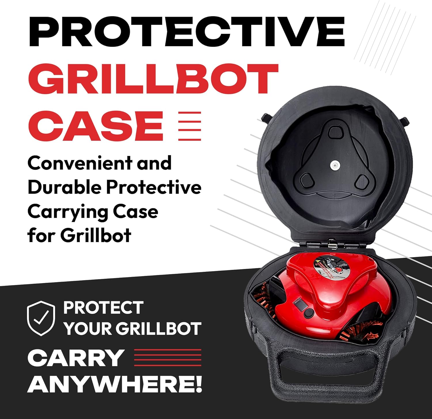 Grillbot Automatic Grill Cleaning Robot with Nylon Brushes  BBQ Grill Cleaner  Grill Brush  Grill Scraper  BBQ Accessories (Black Grillbot + Carry Case)