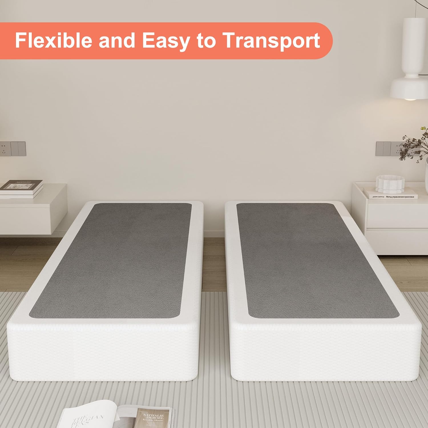9 Inch Split Queen Box Spirng High Proflie Metal Box Spring for Queen Bed with Fabric Cover,Heavy Duty, Mattress Foundation, Easy Assembly, Noise Free