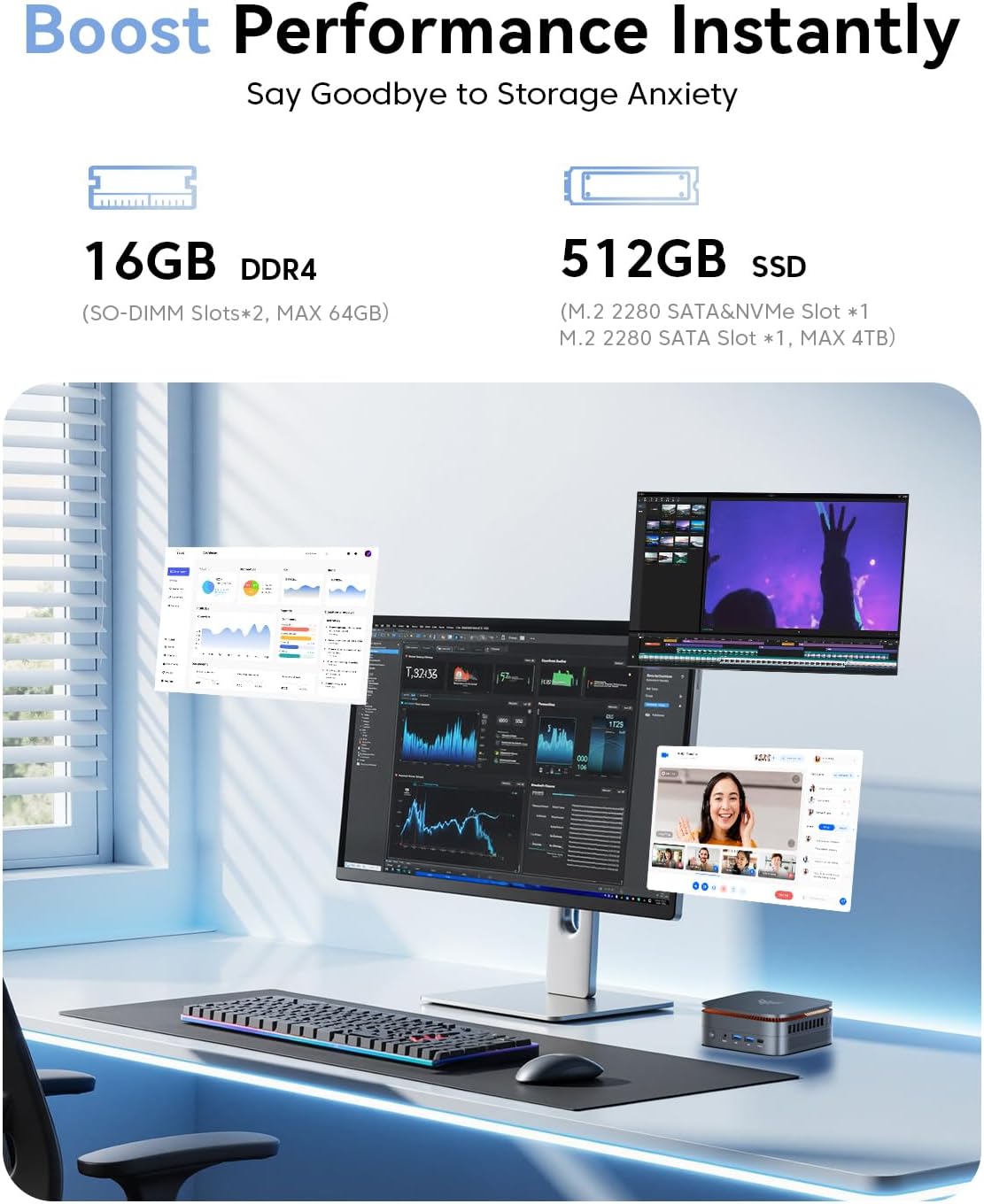KAMRUI P1 Mini PC  AMD Ryzen 4300U (Beats 3500U/3200U/N150/i3 10110U Up to 3.7 GHz) Mini Computer 16GB DDR4 RAM 512GB M.2 SSD  Small Pc Dual 4K  HTPC  Ethernet  WiFi  BT for Business  Office  Home