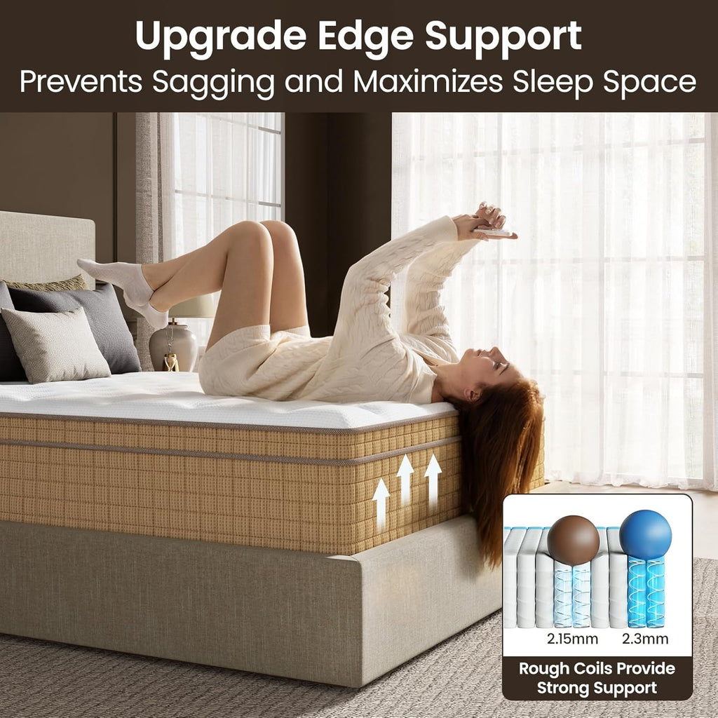 BedStory Firm King Mattress, 14 Inch Hybrid King Size Mattresses- Extra Lumbar & Spinal Alignment, Cooling Gel Bed in a Box-CertiPUR-US Certified, 365-Night Trial & Fiberglass-Free,Hotel Collection