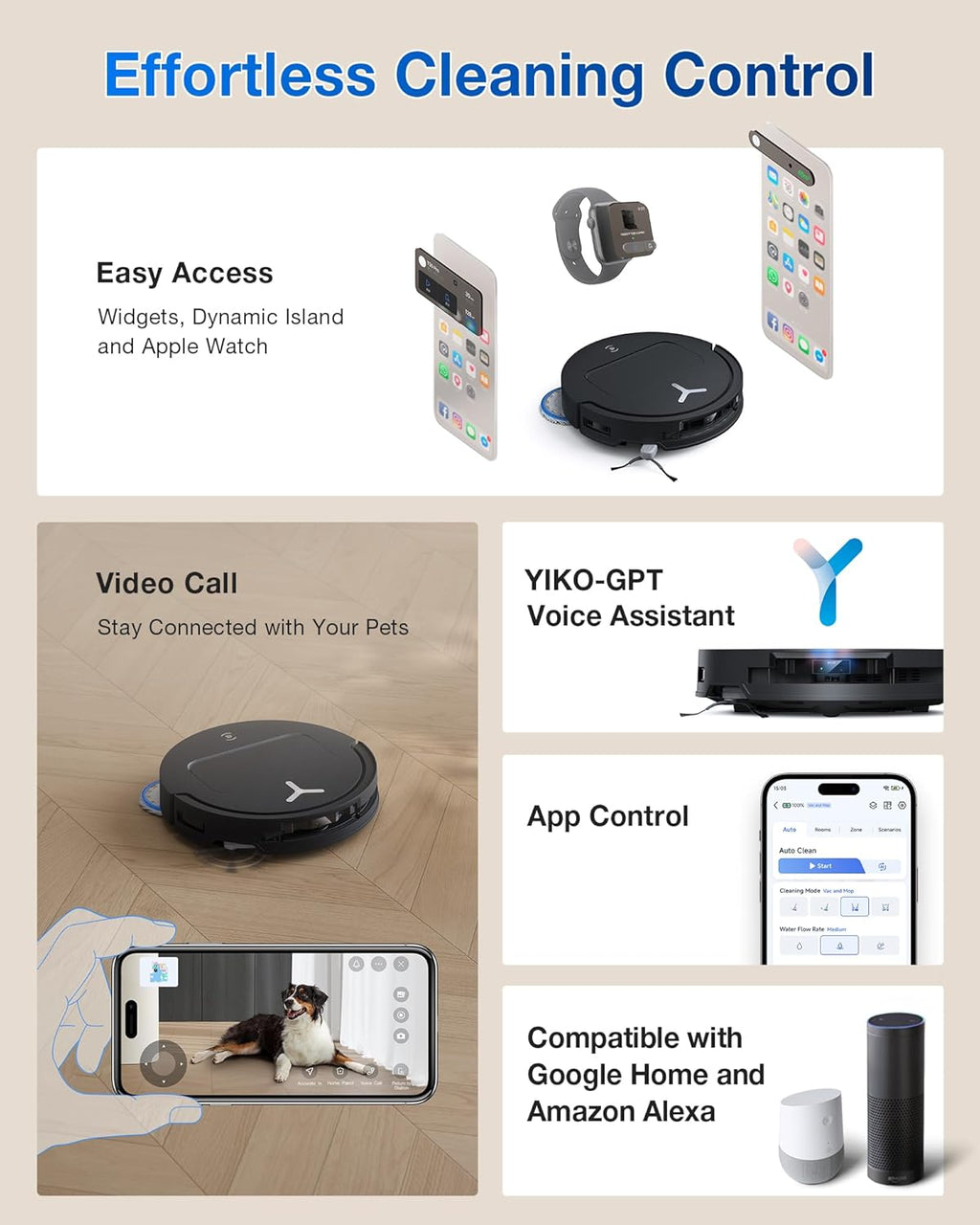 ECOVACS DEEBOT T50 PRO Omni Robot Vacuum and Mop, 3.19” Ultra-Slim, 15,000Pa Suction, ZeroTangle 2.0, TruEdge Edge Cleaning, AIVI 3D Obstacle Avoidance, Auto Mop Wash & Dry, Self-Emptying