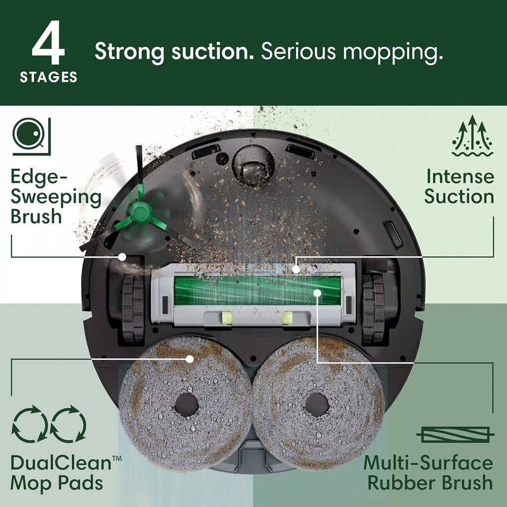 iRobot Roomba Plus 405 (G185) Combo Robot Vacuum & Mop with AutoWash Dock - Spinning Mop Pads, Self-Empties, Pad Washing & Drying, Self-Cleaning, Pad-Lift, LiDAR Navigation