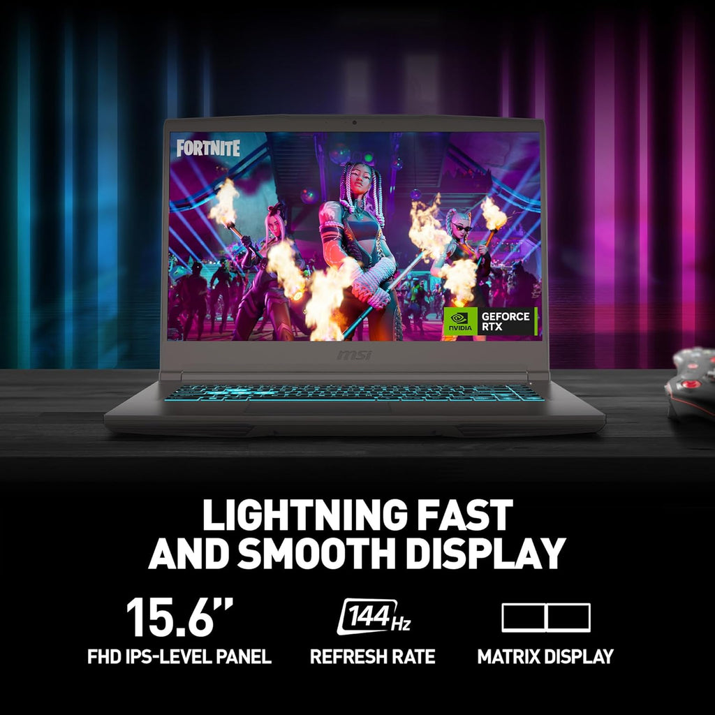 msi Thin 15 15.6” 144Hz FHD Gaming Laptop: Intel Core i7-13620H, NVIDIA Geforce RTX 4050, 16GB DDR4, 512GB NVMe SSD, WiFi 6E, Win 11: Black B13VE-2678US