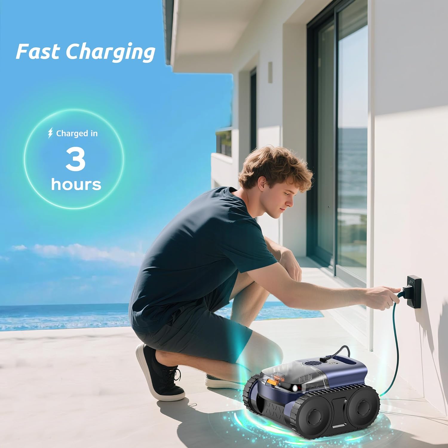 (2026 Upgrade) Cordless Robotic Pool Cleaner  Robotic Pool Vacuum for Inground Pools  Floor  Wall  Waterline and Drain Cleaning  180 min Battery Life for Pool Up to 2150 Sq.ft