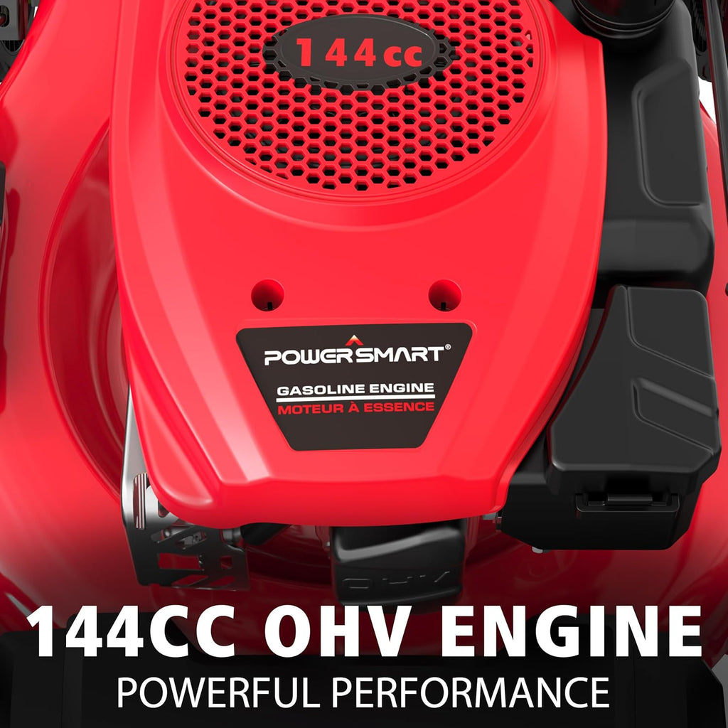 PowerSmart 21" 2-in-1 Push Lawn Mower  144cc Engine Mulching  Bagging  High Wheels  Lightweight and Easy Assembly 6 Cutting Height  Lightweight for Garden Yard