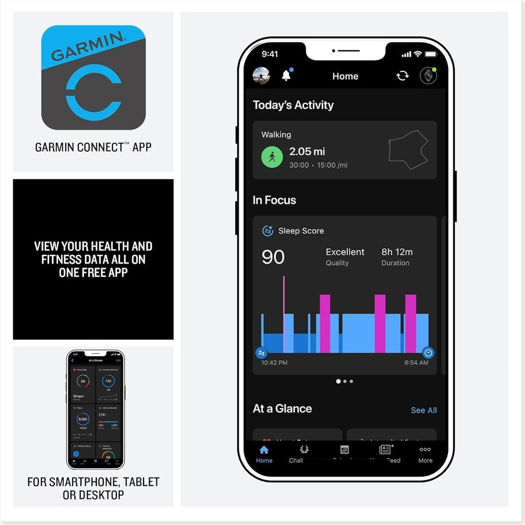 Garmin vivoactive 6 GPS Smartwatch with AMOLED Display  Slate | Advanced Health and Fitness Features  Up to 11 Day Battery  Energy Monitoring  Sleep Coach | with Signature Series Power Bundle
