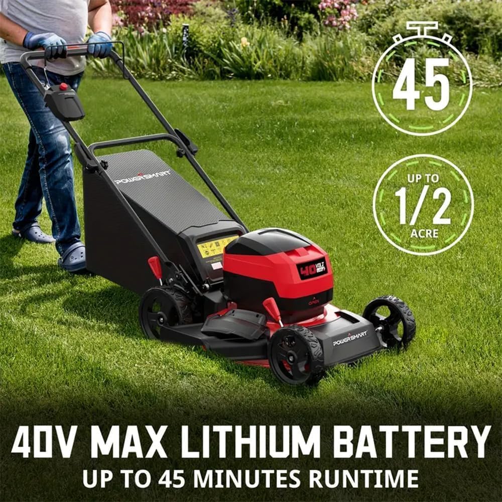Electric Lawn Mower  40V Cordless Mower with 4.0Ah Battery & Charge  17 Inch Lawn Mower Quiet  Lightweight  Foldable Handles