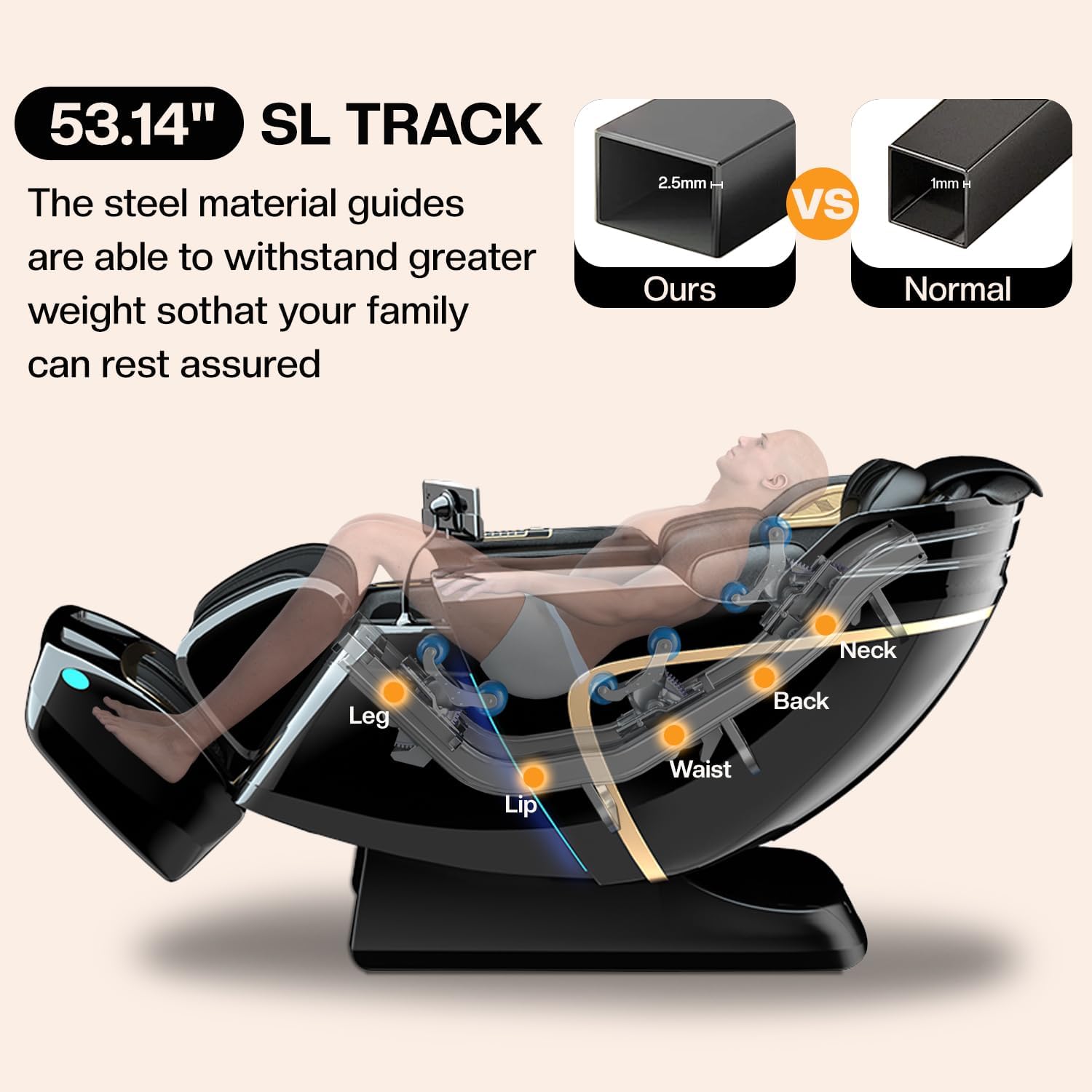 4D Zero Gravity Massage Chair 52" SL-Track Sliding Massages AI Voice Control System LCD Touch Screen 52 Airbags Soft Massage Body Scan and Calfrest Extension Massage Chairs Full Body  Wireless Charger
