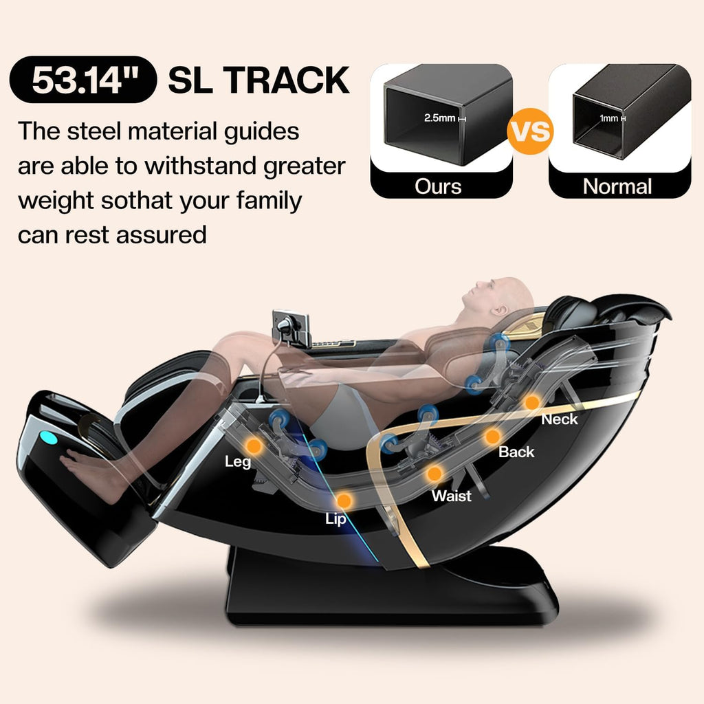 4D Zero Gravity Massage Chair,52" SL-Track Sliding Massages,AI Voice Control System,LCD Touch Screen,52 Airbags Soft Massage,Body Scan and Calfrest Extension Massage Chairs Full Body, Wireless Charger