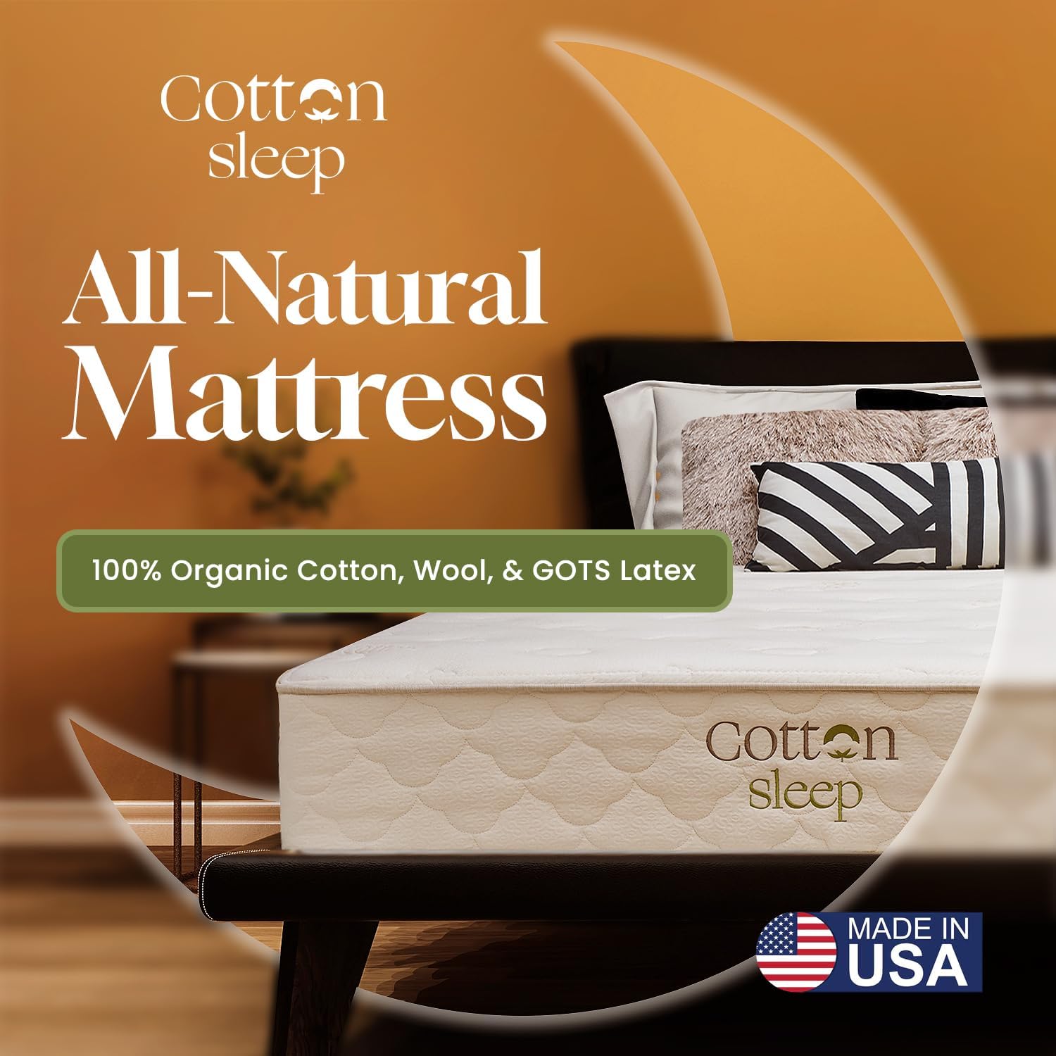 CottonSleep All Natural Mattress (100% Organic Cotton, Wool, & GOTS Latex, Made in The USA) Non Toxic, Fiberglass Free Hybrid Pocket Coil and Plush Foam Bed in A Box Medium Soft - Twin XL, 11"
